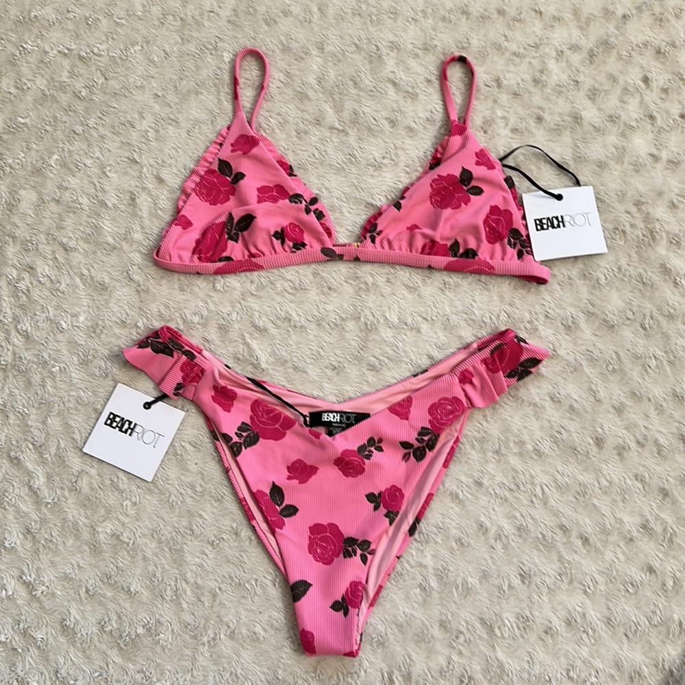 Beach Riot Rosie Paige Rib Ruffle Bikini Set NWT - Picture 9 of 16